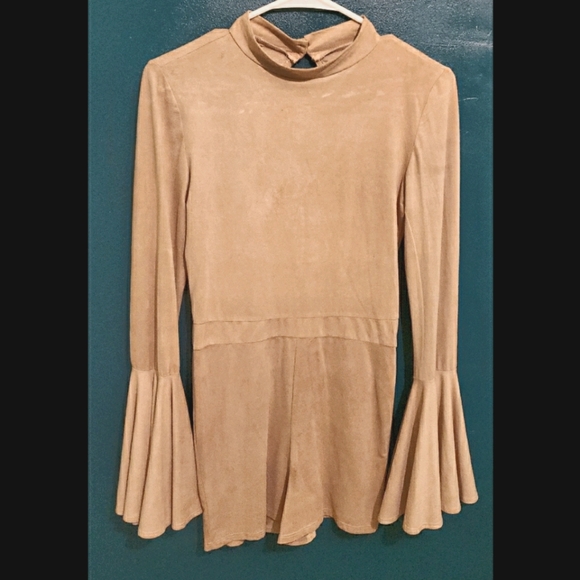 JOYCE LESLIE Faux suede Romper/Playsuit with Flared Sleeves - Picture 2 of 5